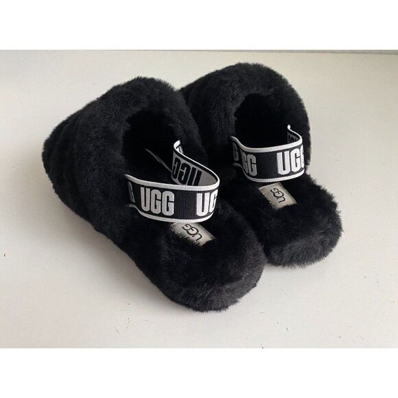UGG Fluff Yeah Ruby Black Slide Slippers 1098494 Women’s Size 6 Box No Lid NEW - Picture 7 of 13